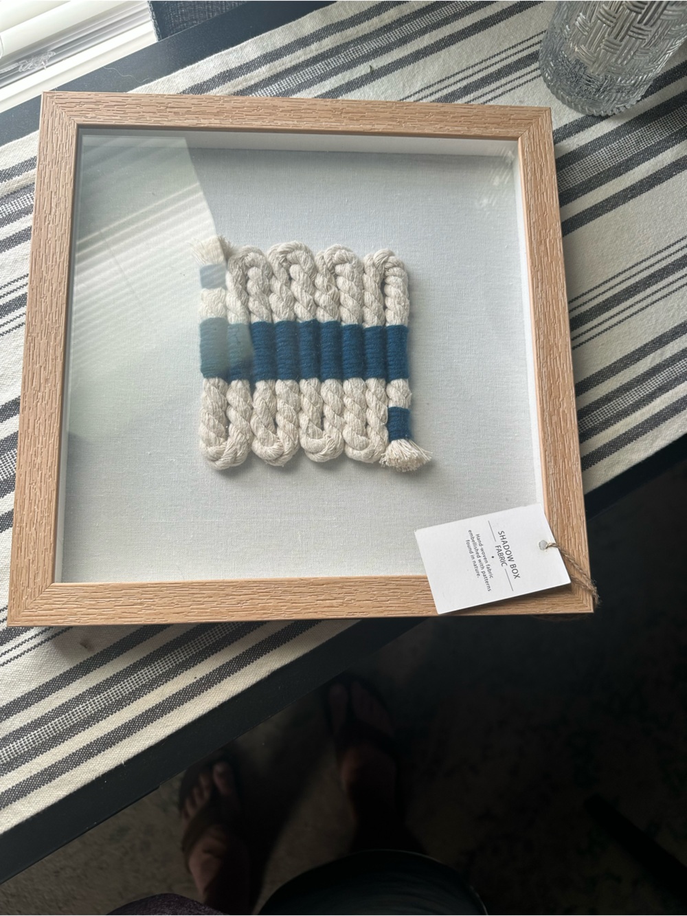 Framed Rope Wall Art in Natural and Navy